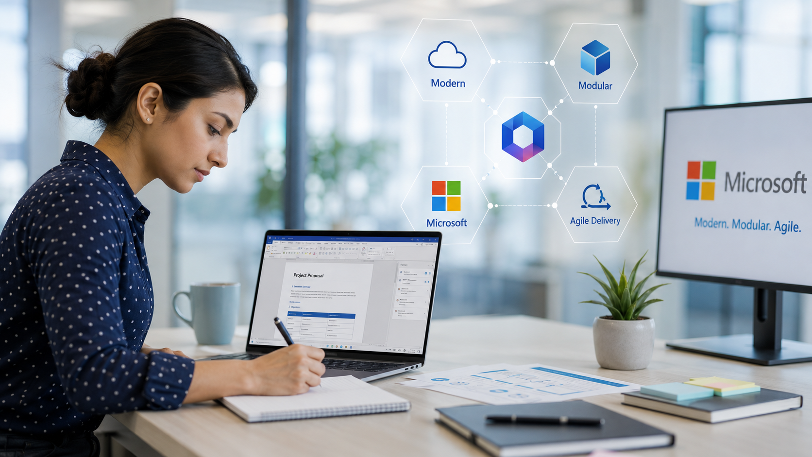 Professional developing digital skills using Microsoft technology