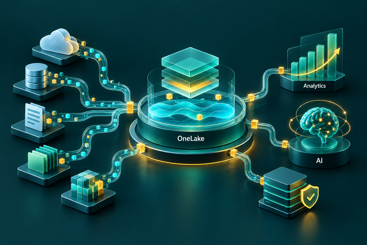 Unified OneLake foundation connecting analytics and AI